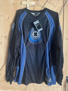 Men's Black and Blue Long-Sleeve Smart parts paintball Jersey Tactical Target XL